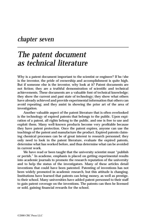 Cover of Chapter 7: The patent document as technical literature