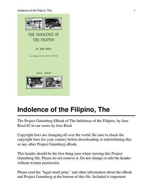 Cover of Indolence of the Filipino, The