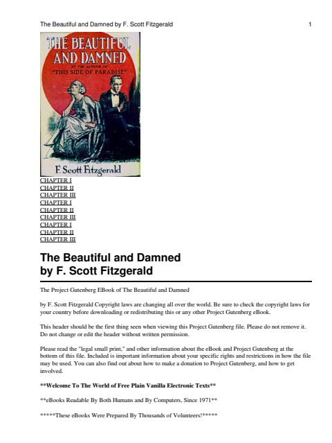 Cover of The Beautiful and the Damned