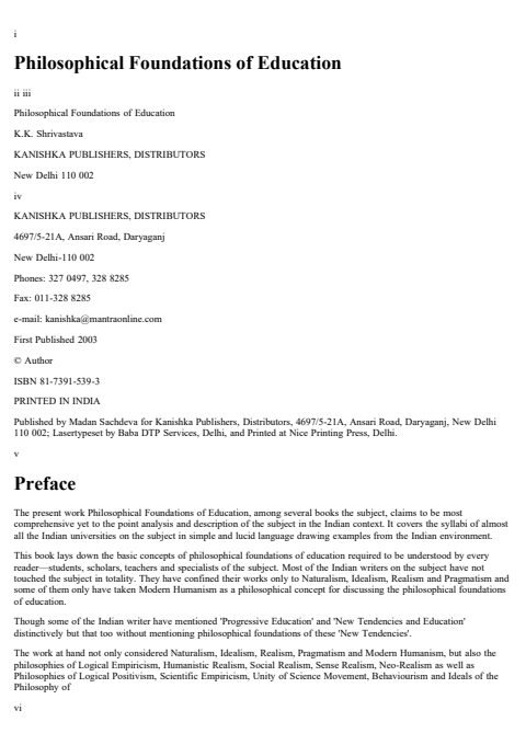 Cover of Philosophical Foundations of Education