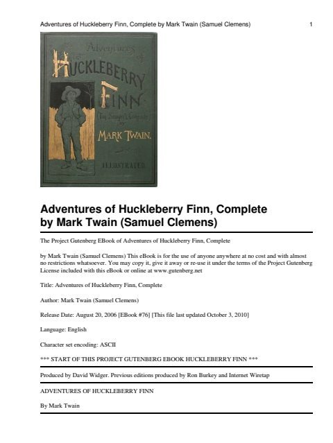 Cover of Adventures of Huckleberry Finn
