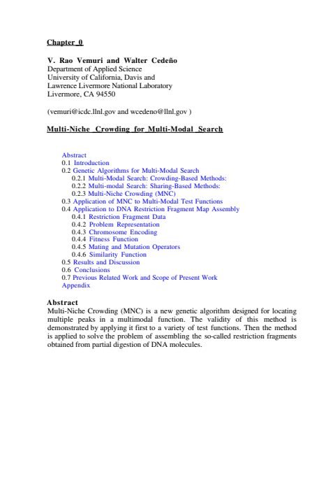 Cover of Chapter 00: Multi-Niche Crowding for Multi-Modal Search