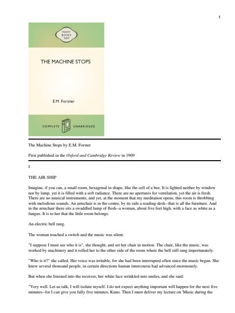 Cover of The Machine Stops