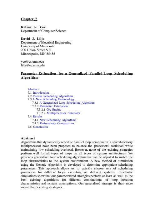 Cover of Chapter 07: Parameter Estimation for a Generalized Parallel Loop Scheduling Algorithm