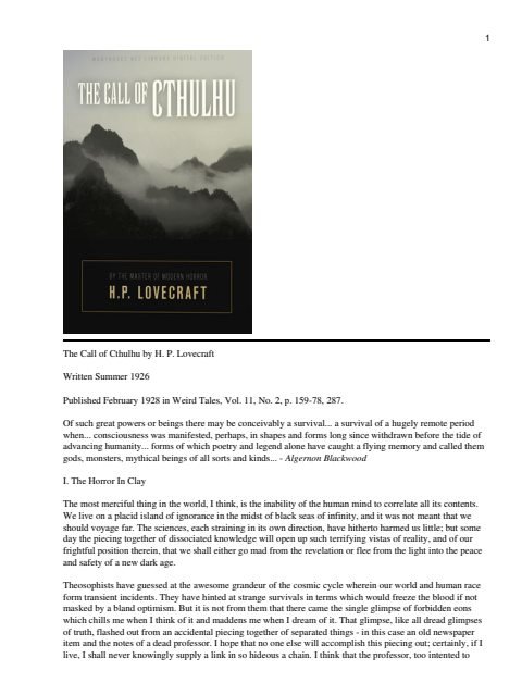 Cover of The Call of Cthulhu