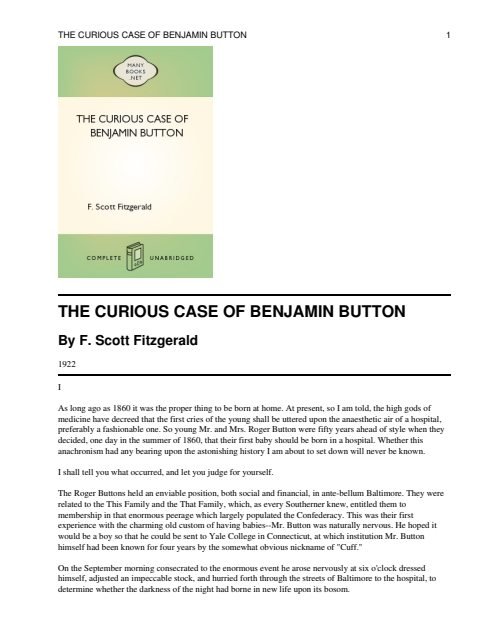 Cover of The Curious Case of Benjamin Button