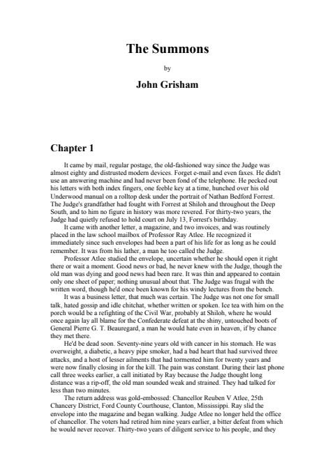 Cover of The Summons