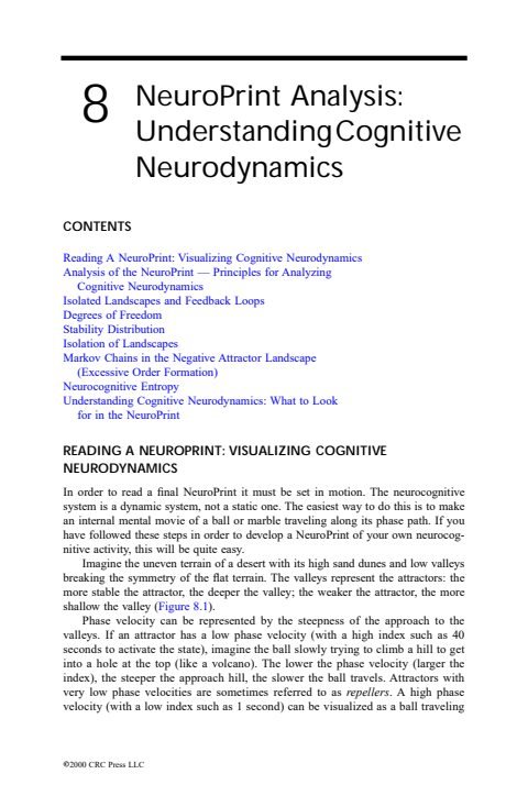 Cover of Chapter 8: NeuroPrint Analysis: Understanding Cognitive Neurodynamics