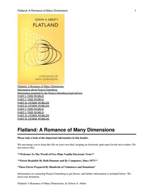 Cover of Flatland: A Romance of Many Dimensions