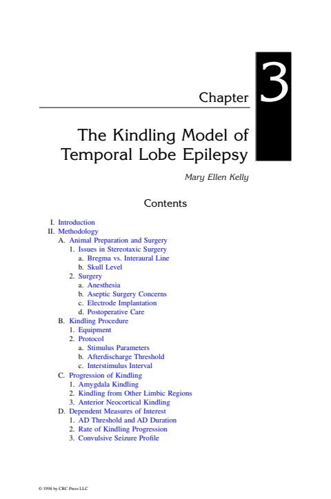 Cover of Chapter 03: The Kindling Model of Temporal Lobe Epilepsy