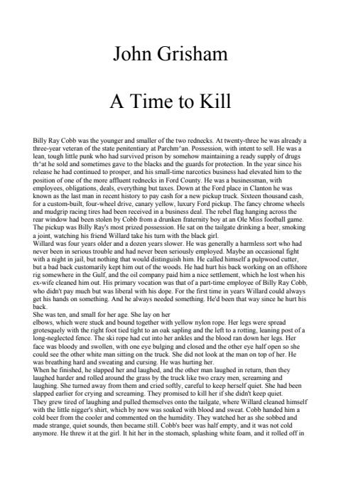 Cover of A Time to Kill