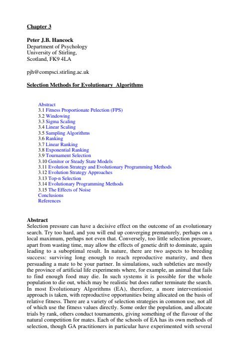 Cover of Chapter 03: Selection Methods for Evolutionary Algorithms