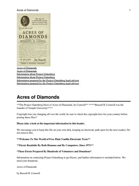 Cover of Acres of Diamonds